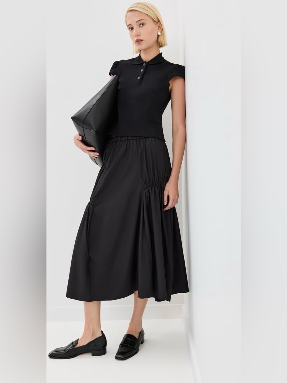Tibi Shirred Nylon Skirt